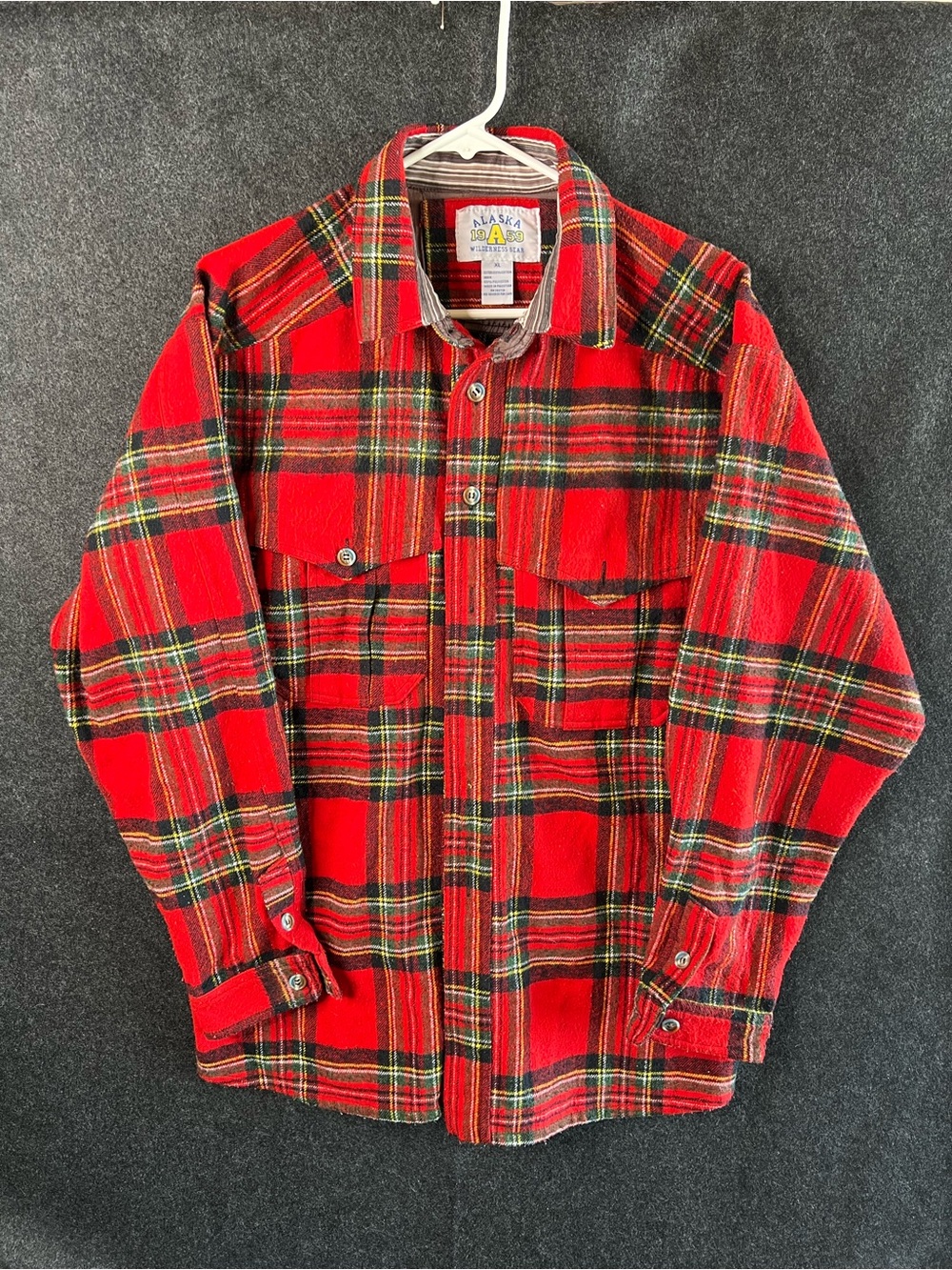 VTG Alaska 1959 Wilderness Outdoor Men’s XL Red Plaid Flannel Heavyweight‎ Shirt